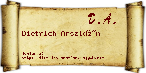 Dietrich Arszlán névjegykártya